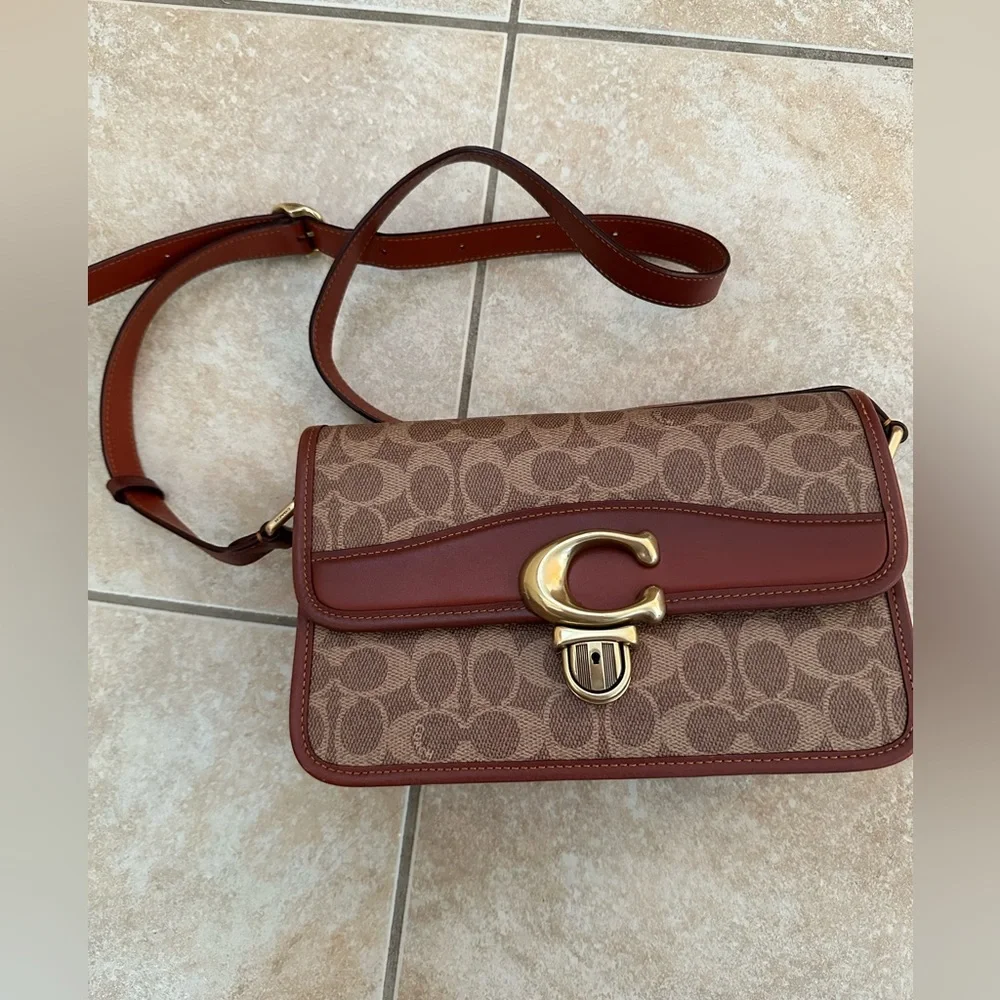 Coach Studio Signature Canvas Shoulder Bag - Picture 1 of 7